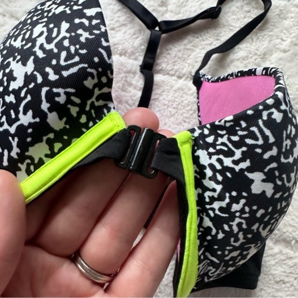 Victoria's Secret PINK | Black Dot & Neon Wear Everywhere Push-Up | Size 34B - Picture 5 of 12